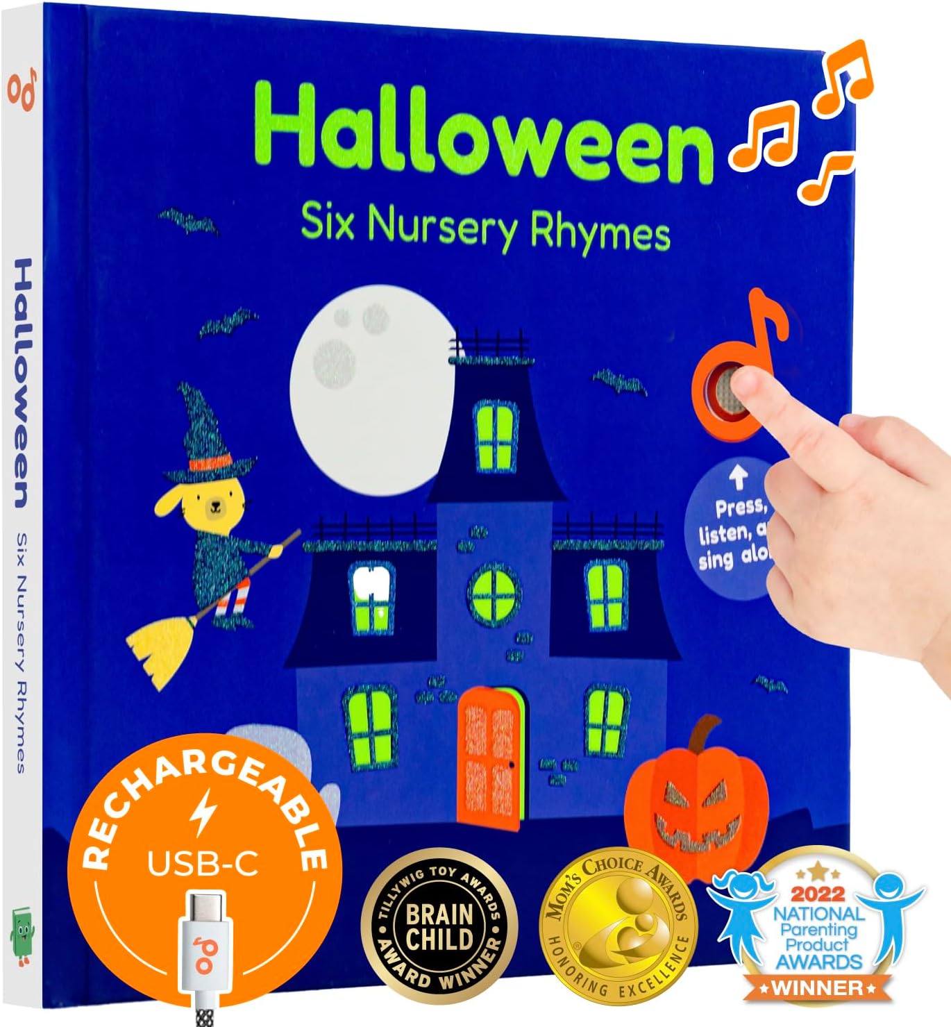 Cali's Books Halloween Musical Book | Glow-in-The-Dark Cover | New USB-C Recharg...