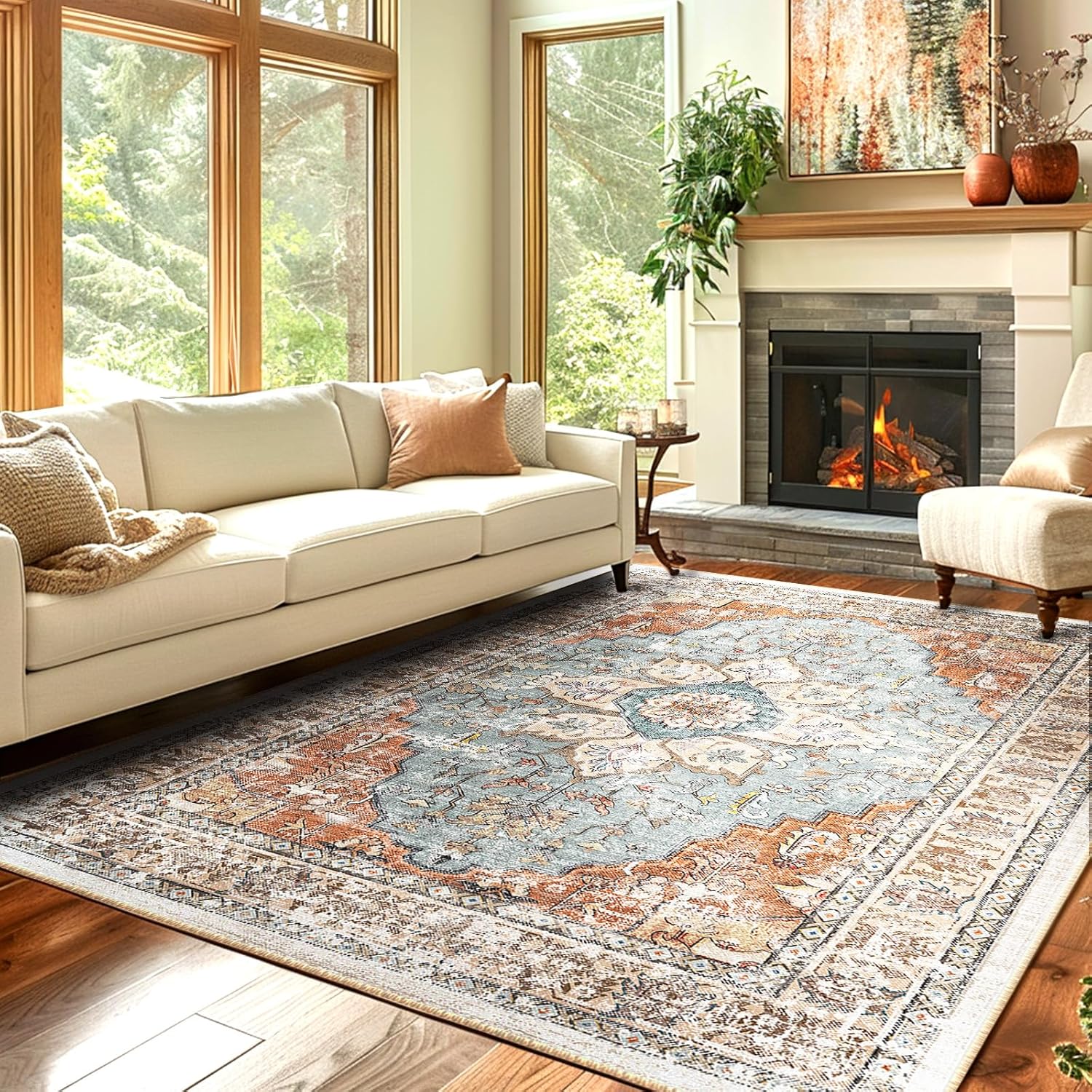 BESTSWEETIE Area Rug 8x10 Rugs for Living Room 8 x 10 Washable Rugs Non Slip Vin...