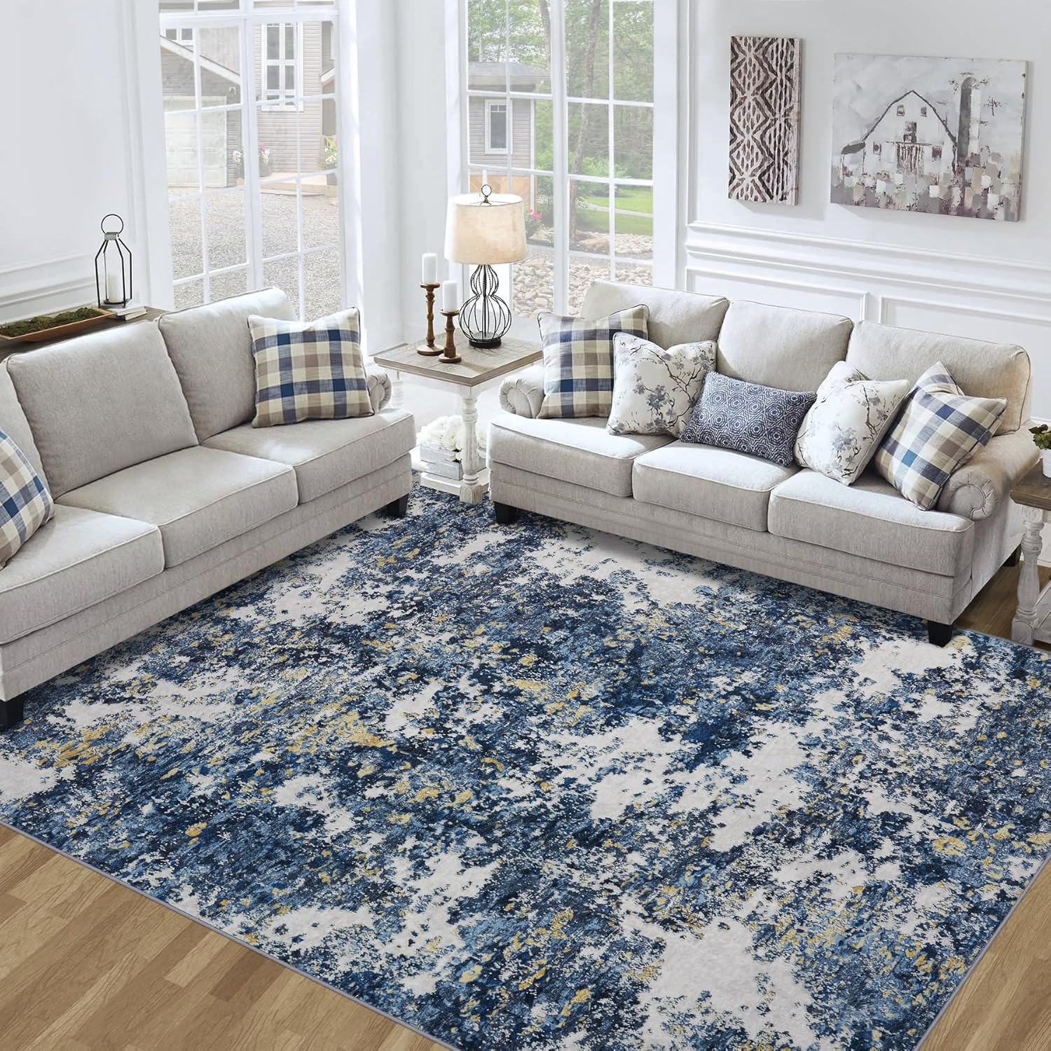 10x14 Area Rugs Living Room Rugs: Large Washable Rug with Anti-Slip Backing Non-...