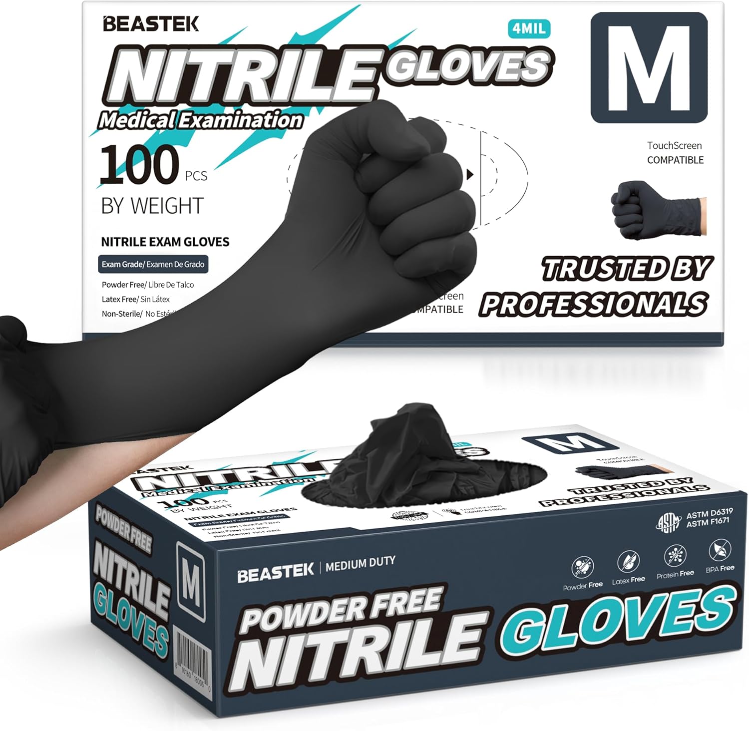 Medical Nitrile Exam Gloves, Powder-Free Latex-Free Non-Sterile Food Safe,4 mil,...