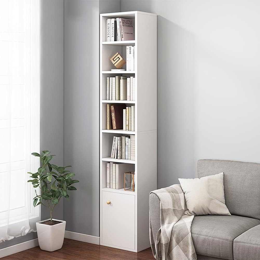 IOTXY Small Narrow Corner Bookcase - 71 Inches Tall Gap Freestanding Storage Cab...