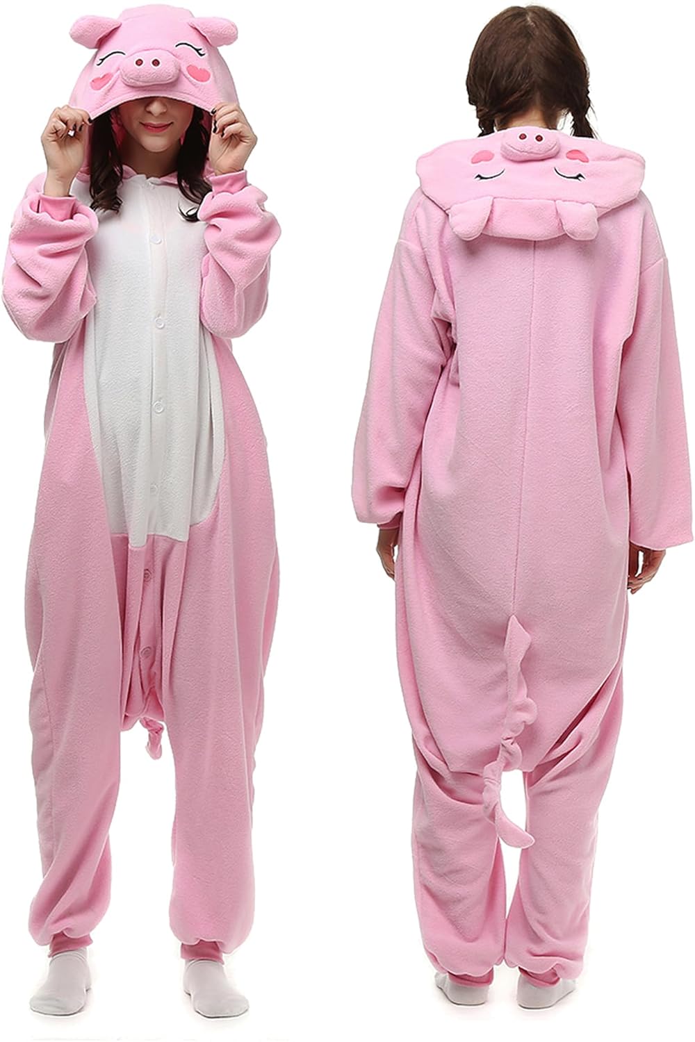 Slim Fit Unisex Adult Onesie Animal Pajamas Halloween Cosplay Sleepwear Small Wh...