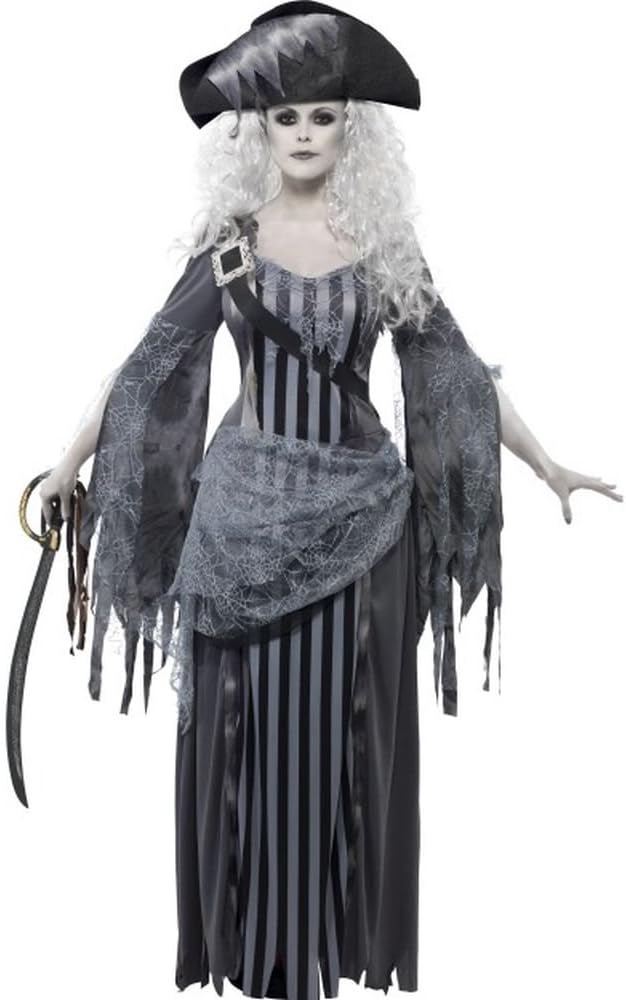 Smiffys Deluxe Ghost Ship Princess Costume, Unique Adult Fancy Dress with Grey D...