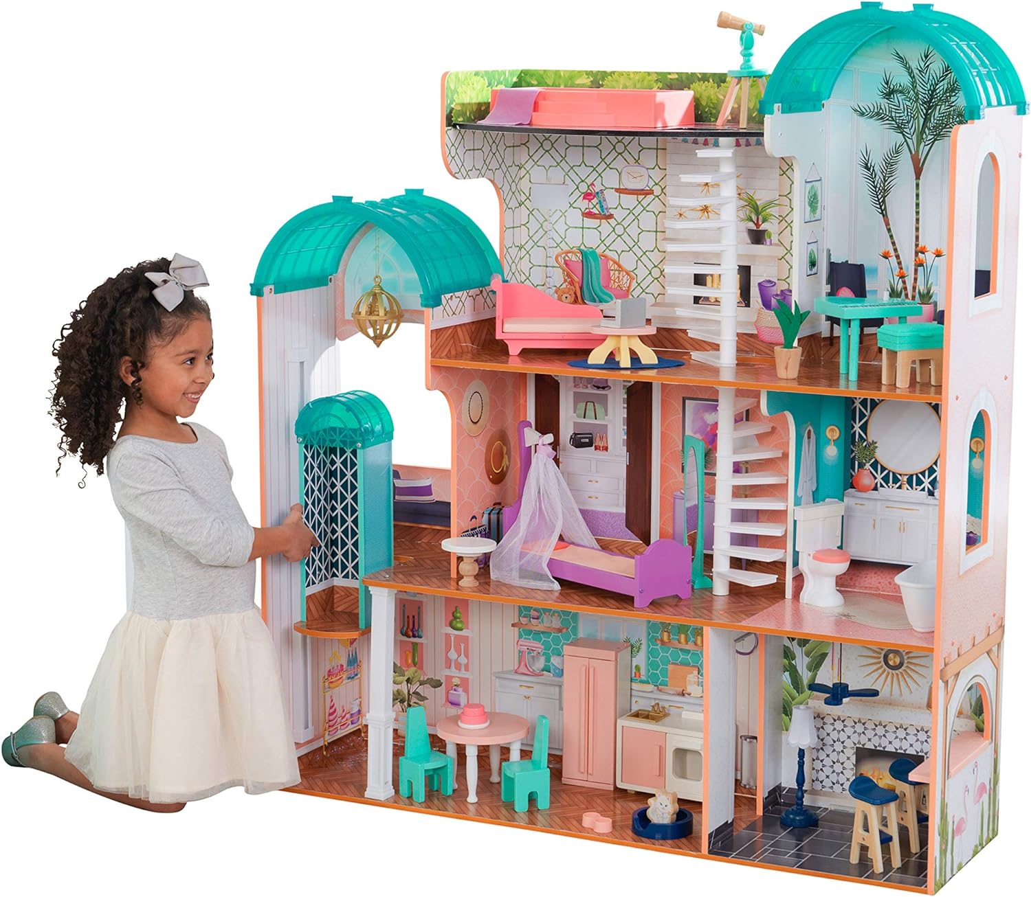 KidKraft Camila Wooden Dolls House, Special Dolls House with Furniture and Acces...