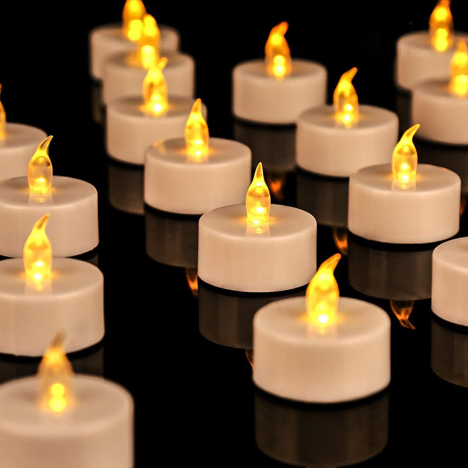 OSHINE 36Pack Battery Tea Lights- Realistic and Bright Flickering Battery Operat...