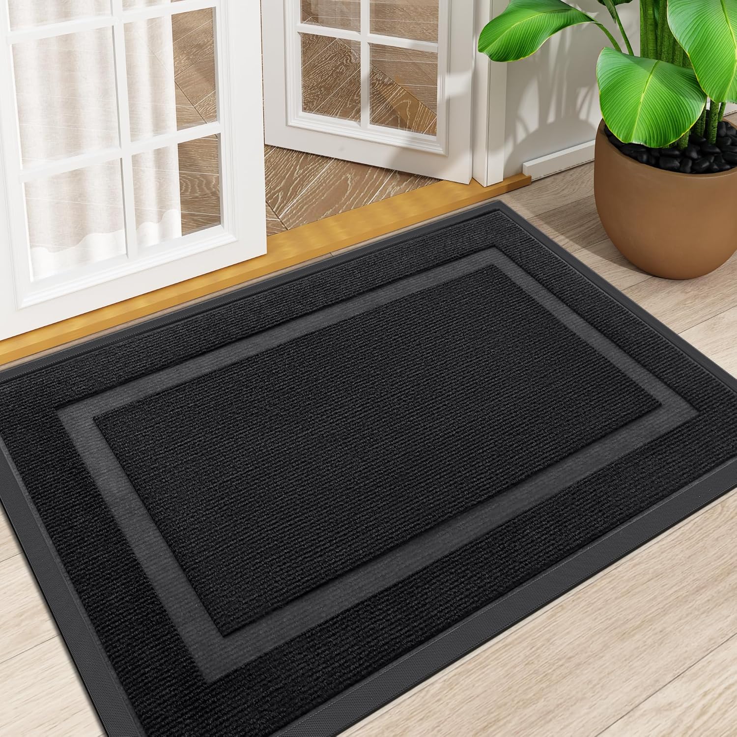 Homaxy Door Mat, Rubber Backed Non Slip Door Matts Indoor, Dirt Trapper Absorben...