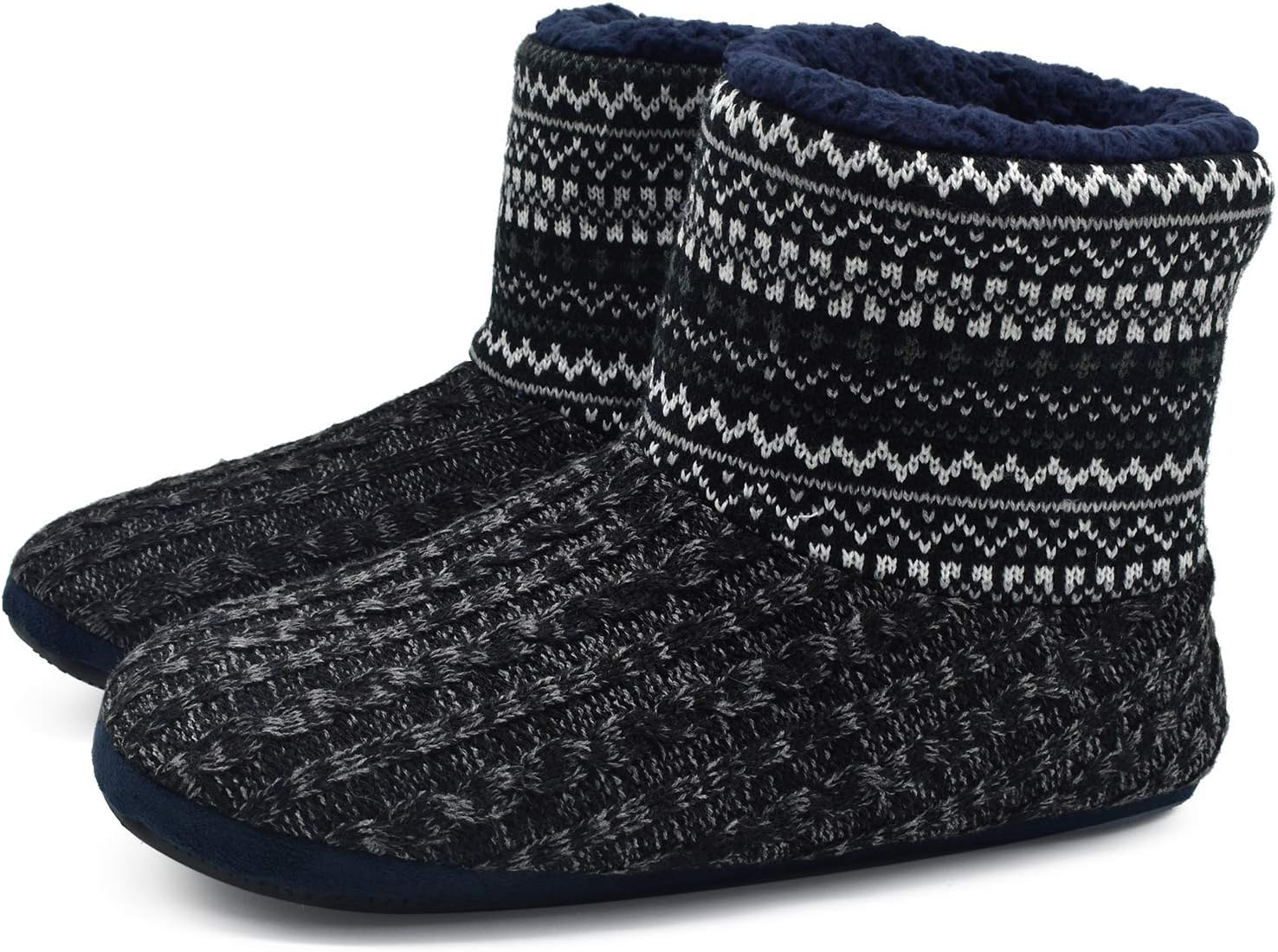 KuaiLu Mens Slippers, High-Quality Knitted Wool-Like Plush Fleece Lined Slipper...