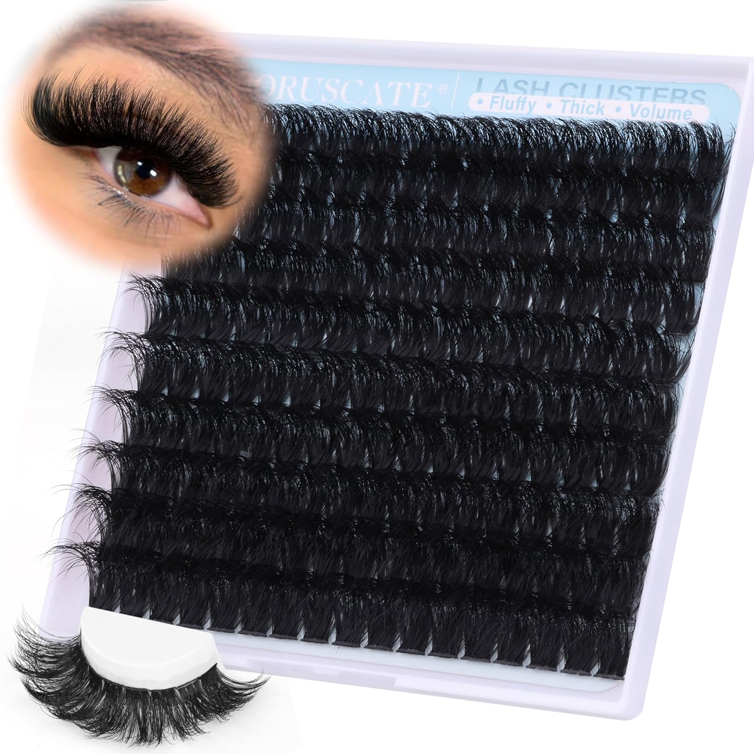 Fluffy Individual Eyelashes Long Thick Cluster Lashes 180D Lashes Individual Clu...