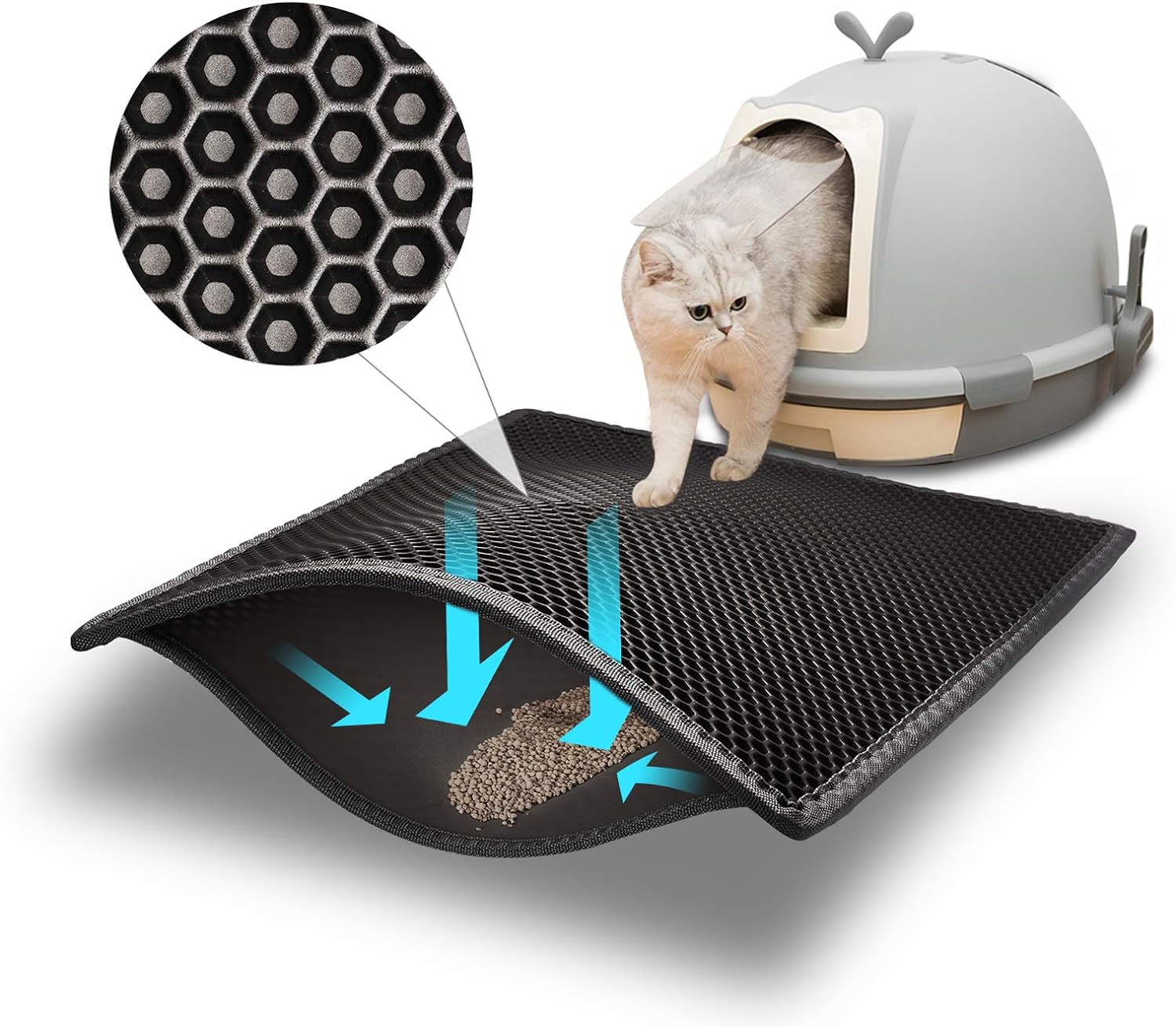 Pieviev Cat Litter Mat Litter Tray Mat of Large Size Double Layer Honeycomb Larg...