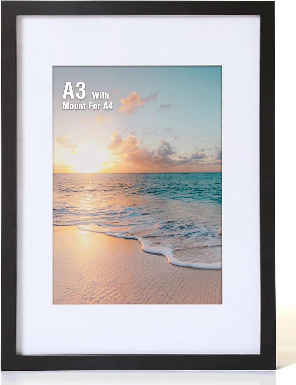 Cispree A3 Photo Frame, A3 Wooden Picture Frames with Mount for A4 Print for Wal...
