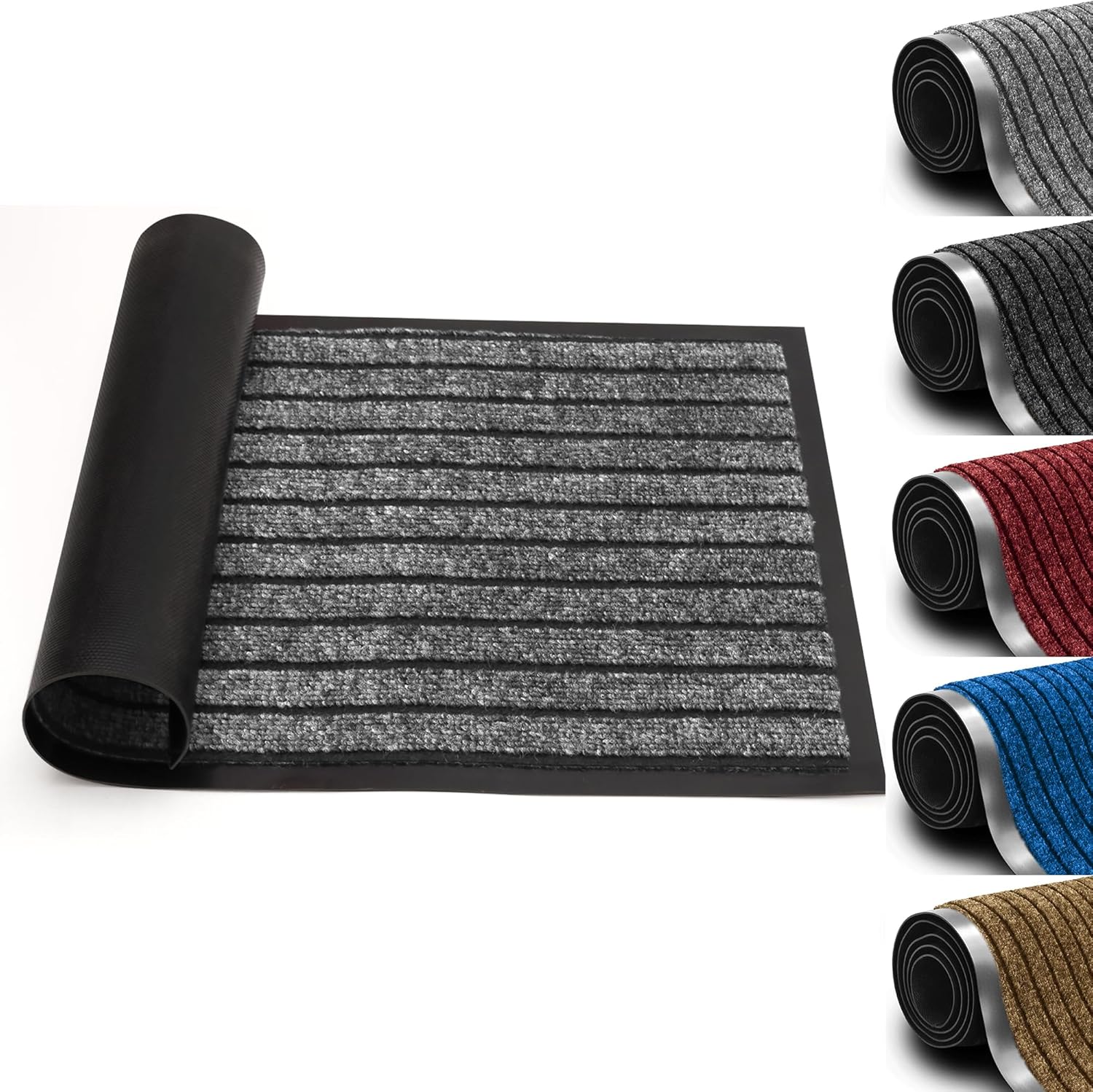 Imperial Rooms Grey Door Mat Non Slip – Rubber mat 40x60cm Machine Washable Door...