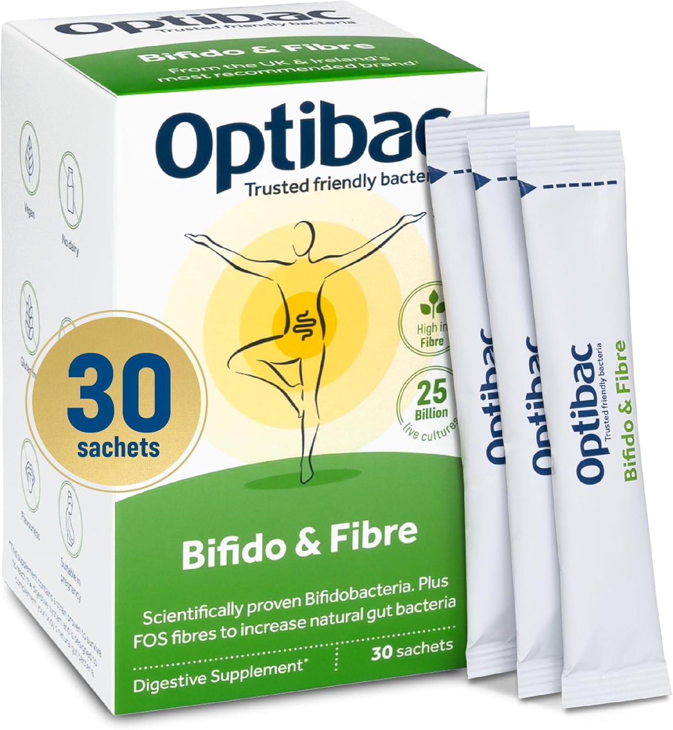 Optibac Probiotics Bifido & Fibre - Vegan Digestive Probiotic Supplement with FO...