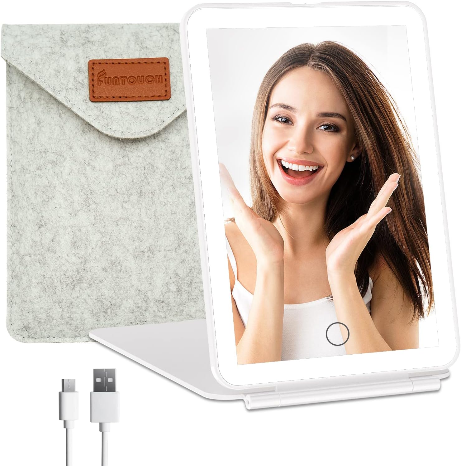 FUNTOUCH Rechargeable Travel Makeup Vanity Mirror with 72 LED Lights, Portable L...