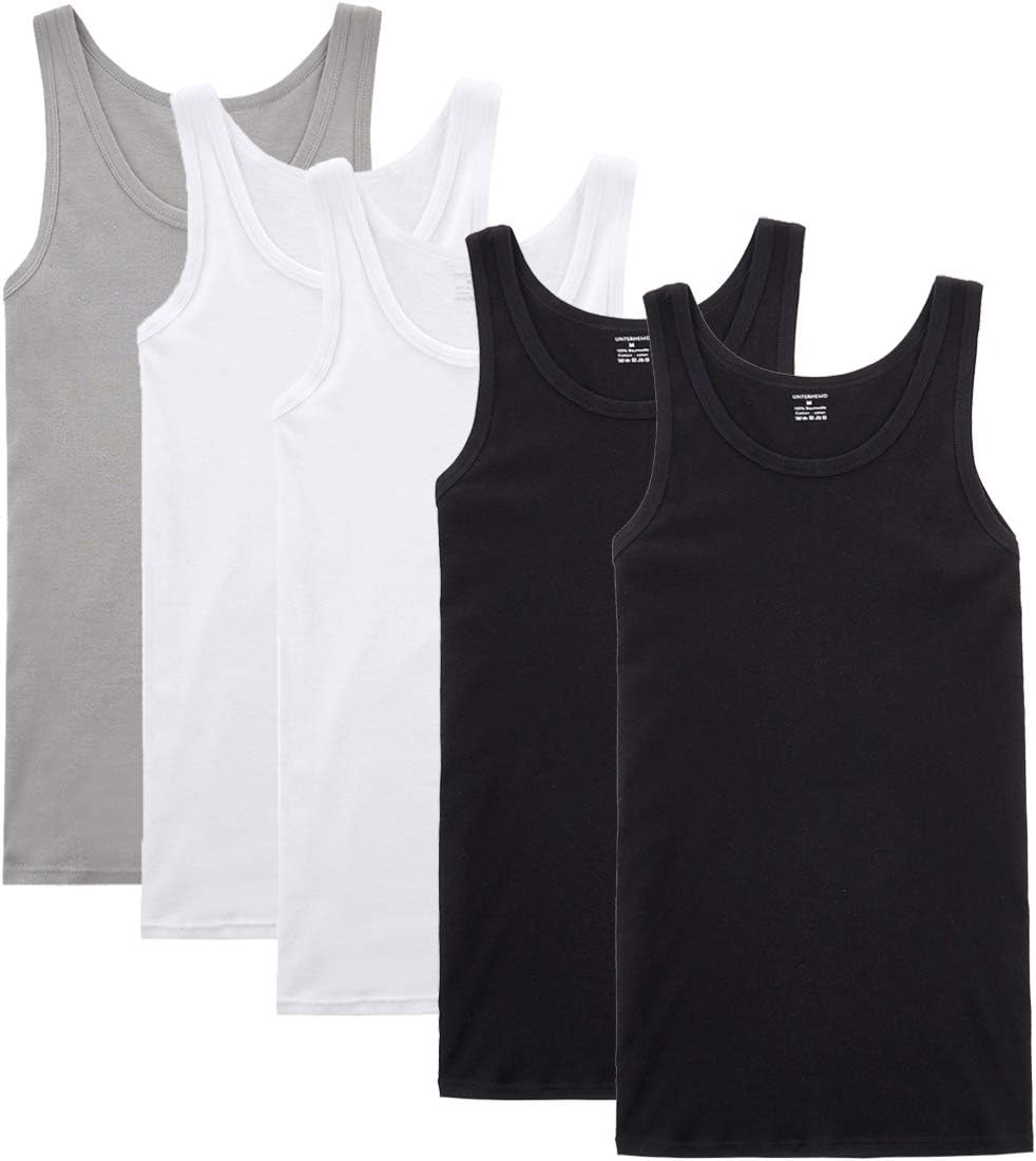 NUOZA 5 Pack Men's Vest, Premium 100% Cotton Vests in Multiple Colors and Sizes,...