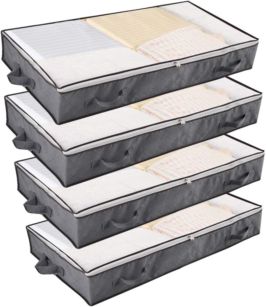 UOUNE 90L Underbed Storage Bags - Large Storage Organiser Boxes - Foldable Fabri...