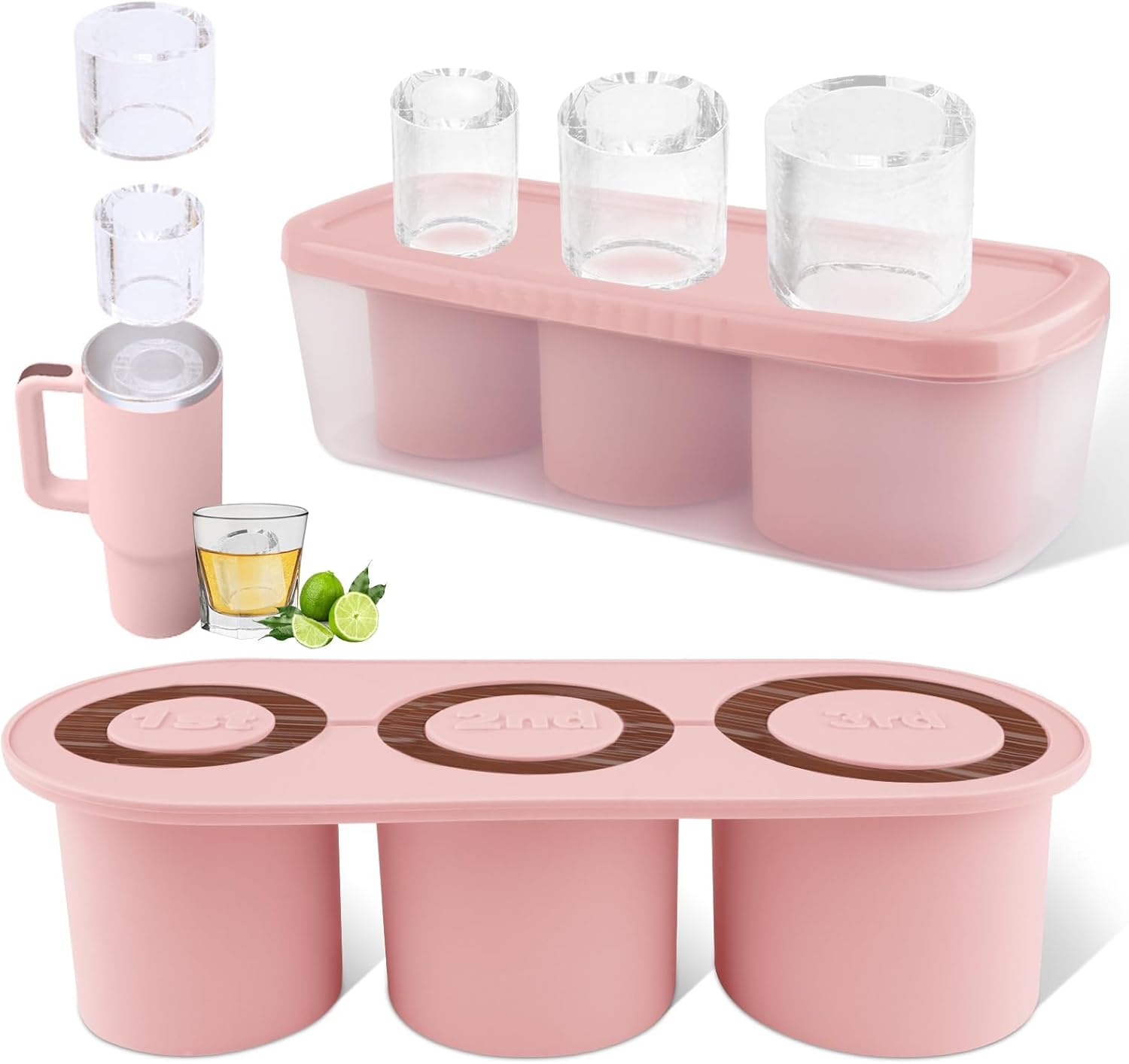 WUJUN Ice Cube Tray for Stanley Cup 30-40Oz Tumbler, Silicone Ice Cube Moulds wi...
