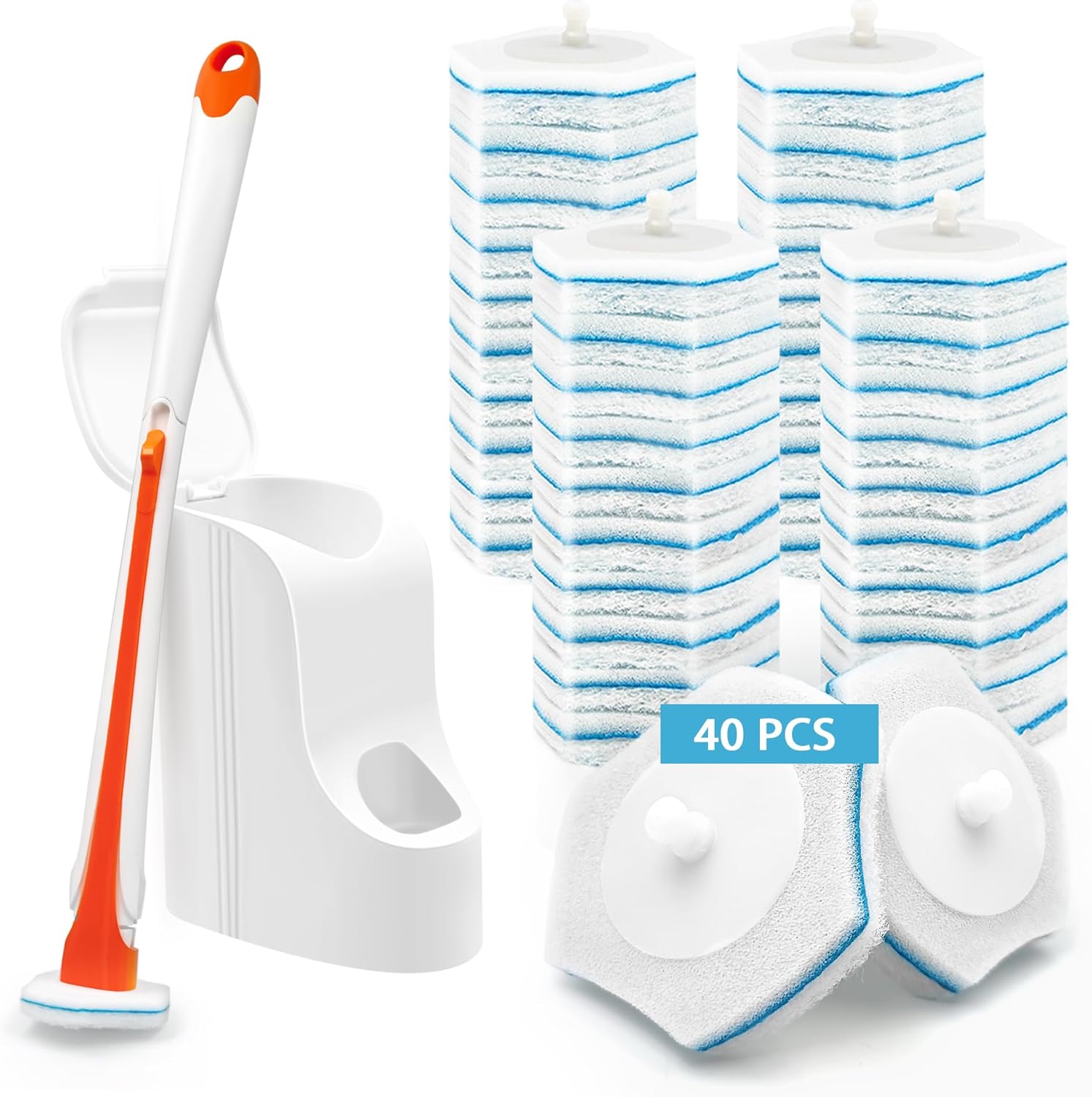 JEHONN Disposable Toilet Bowl Cleaner Wand, Special Bathroom Scrub Brush Holder...