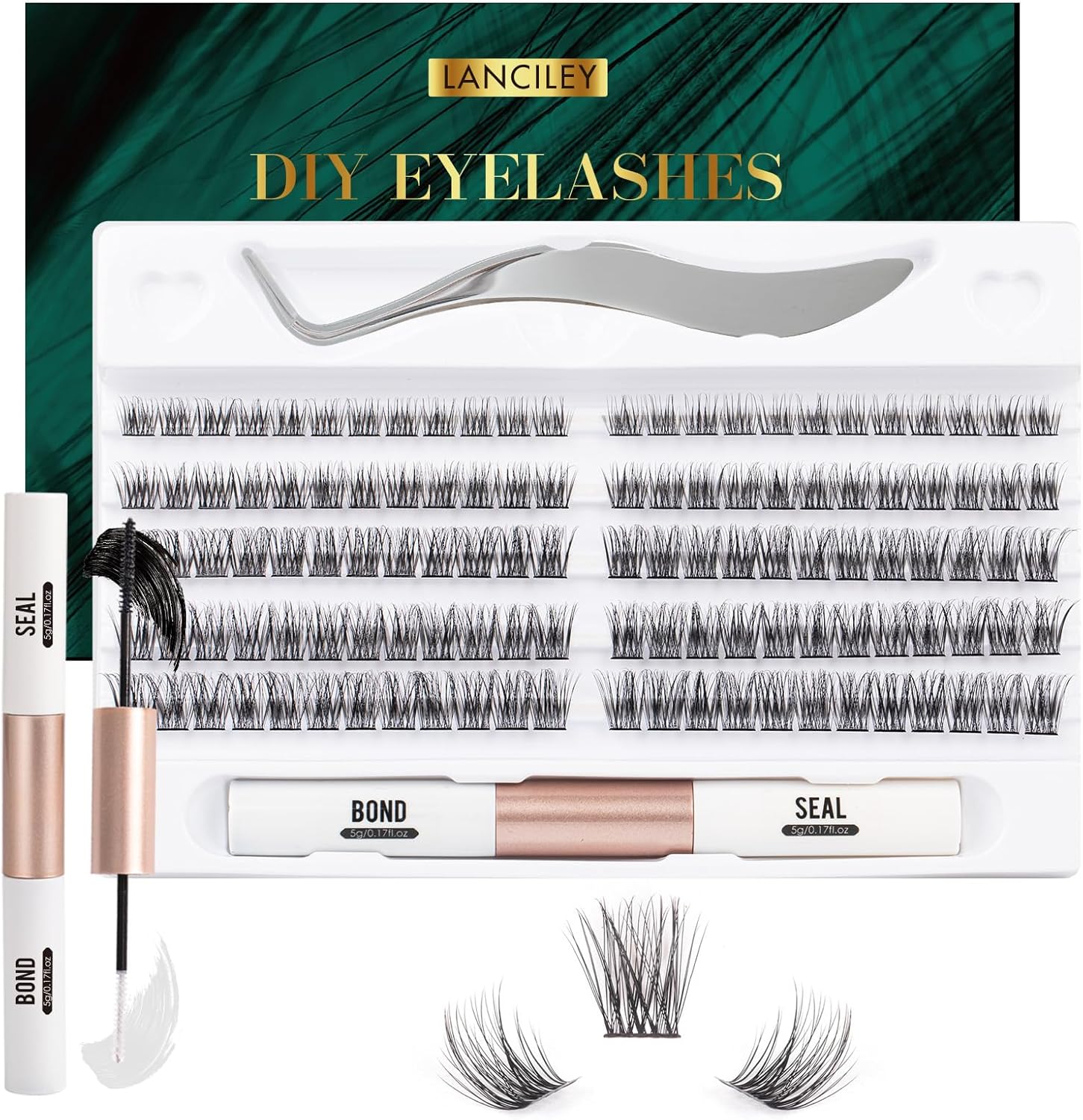 Lanciley DIY Lash Extension Kit 120 Cluster Lashes Individual Lashes with Lash B...