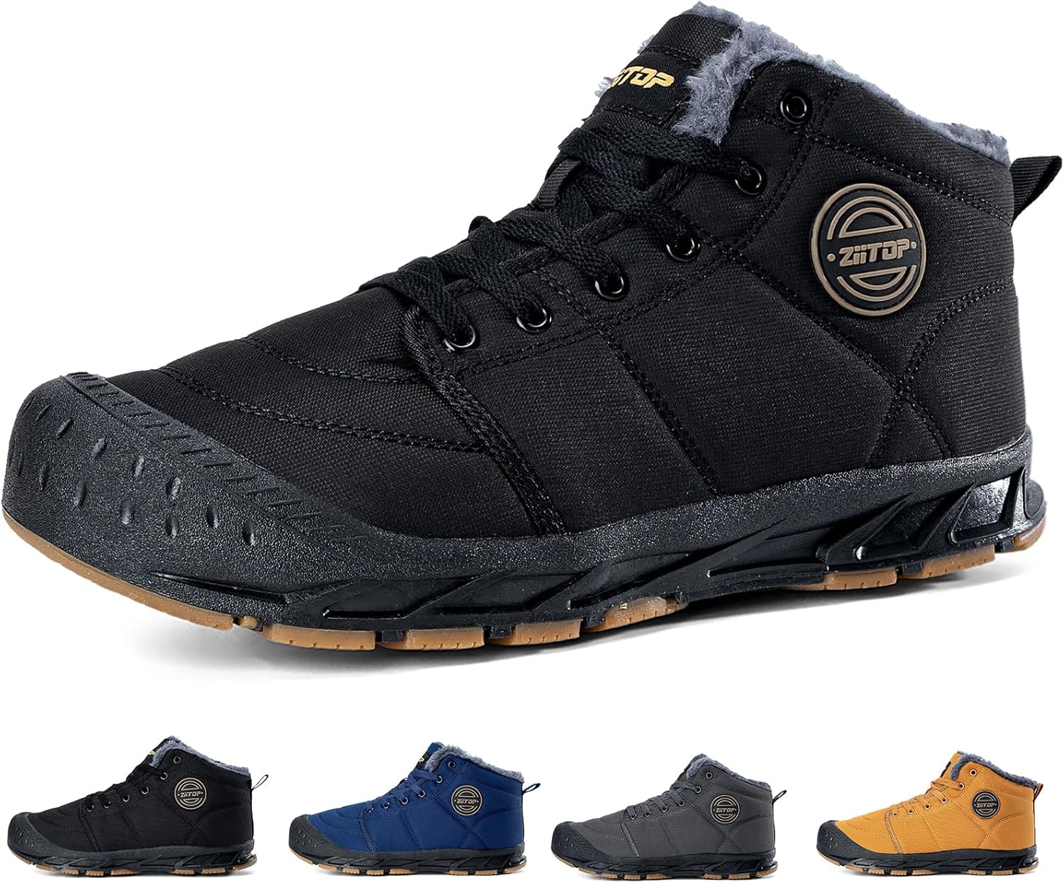 Mens Snow Boots Winter Boots for Men Warm Fur Lined Boots for Men Winter Snow Fl...