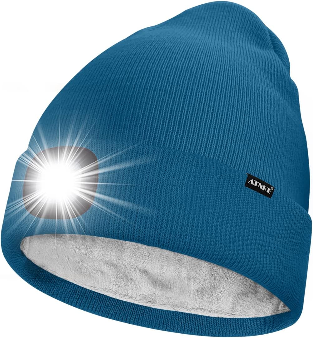 ATNKE LED Lighted Beanie Hat, Special USB Rechargeable 4 LED Running Headlamp, I...