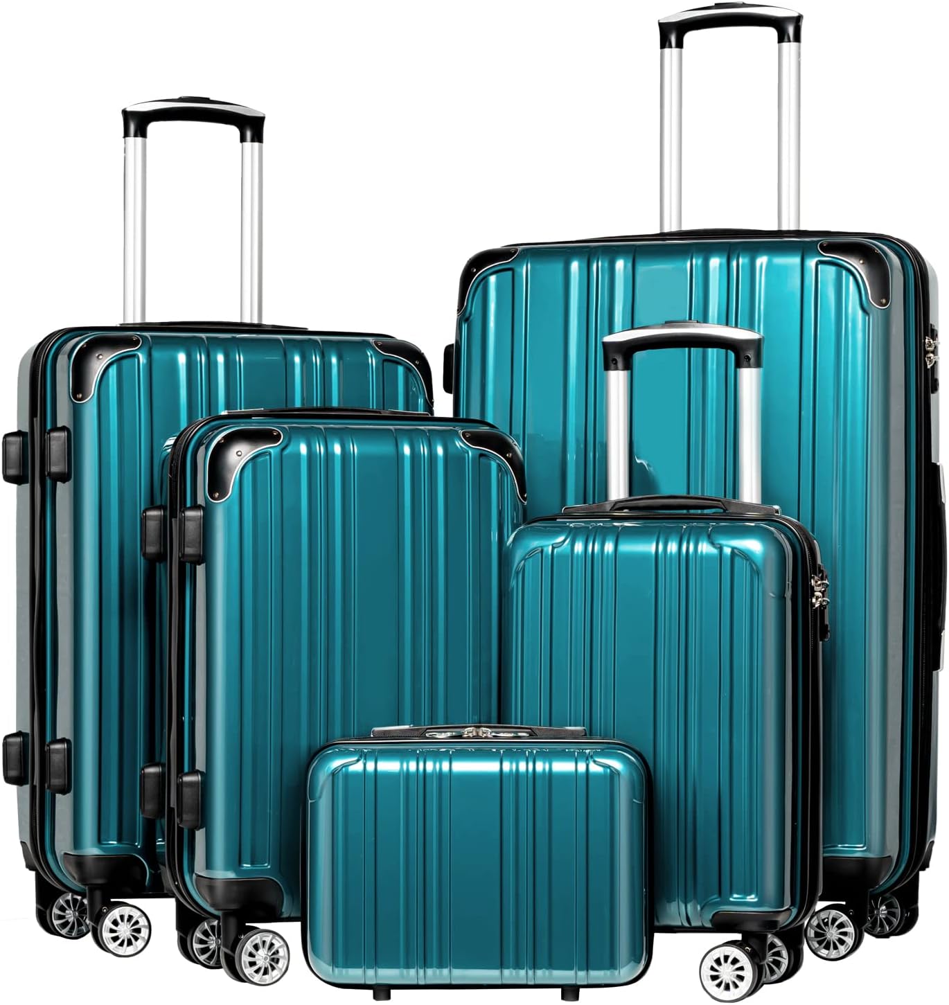 Coolife Luggage Expandable 5 Piece Sets PC+ABS Spinner Suitcase 20 inch 24 inch...