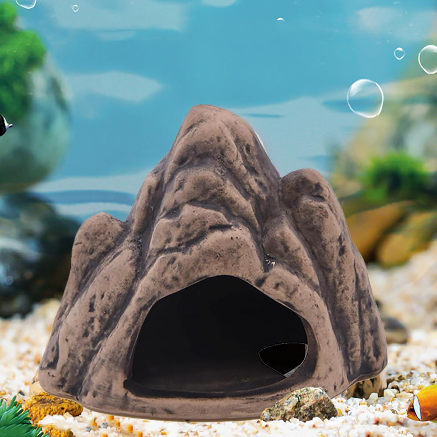 ANMOO Ceramic Fish Tank Decoration, Mountain Aquarium Decor, Volcanic Ash Fish T...