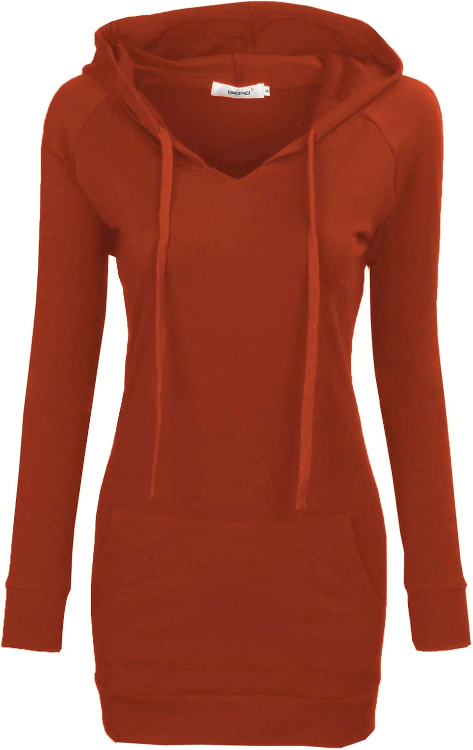 BEPEI Womens Long Sleeve Tunic Hoodie Dressy String Sweatshirts With Pockets X-L...