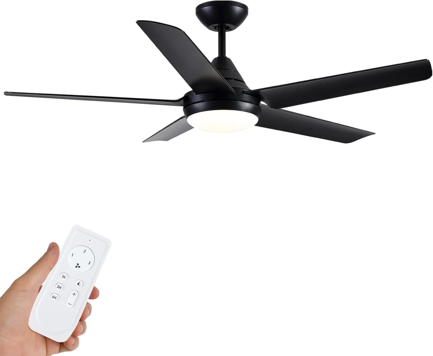 48 Inch Black Ceiling Fan with Light Modern Ceilin...