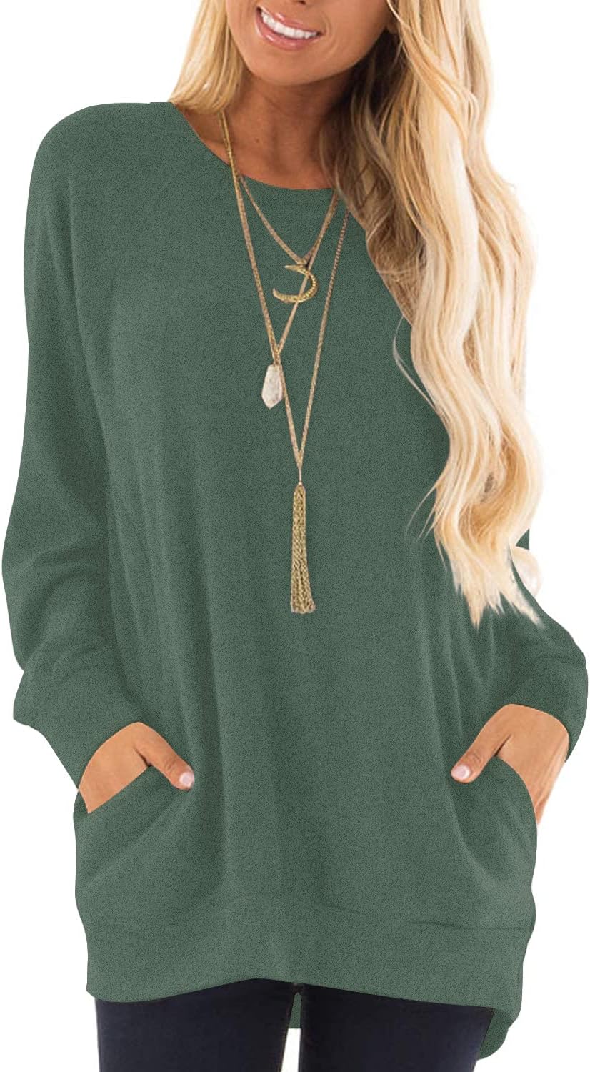 KUOTAI Womens Fall Long Sleeve T-Shirts Casual Tunic Tops for Leggings Loose Sof...