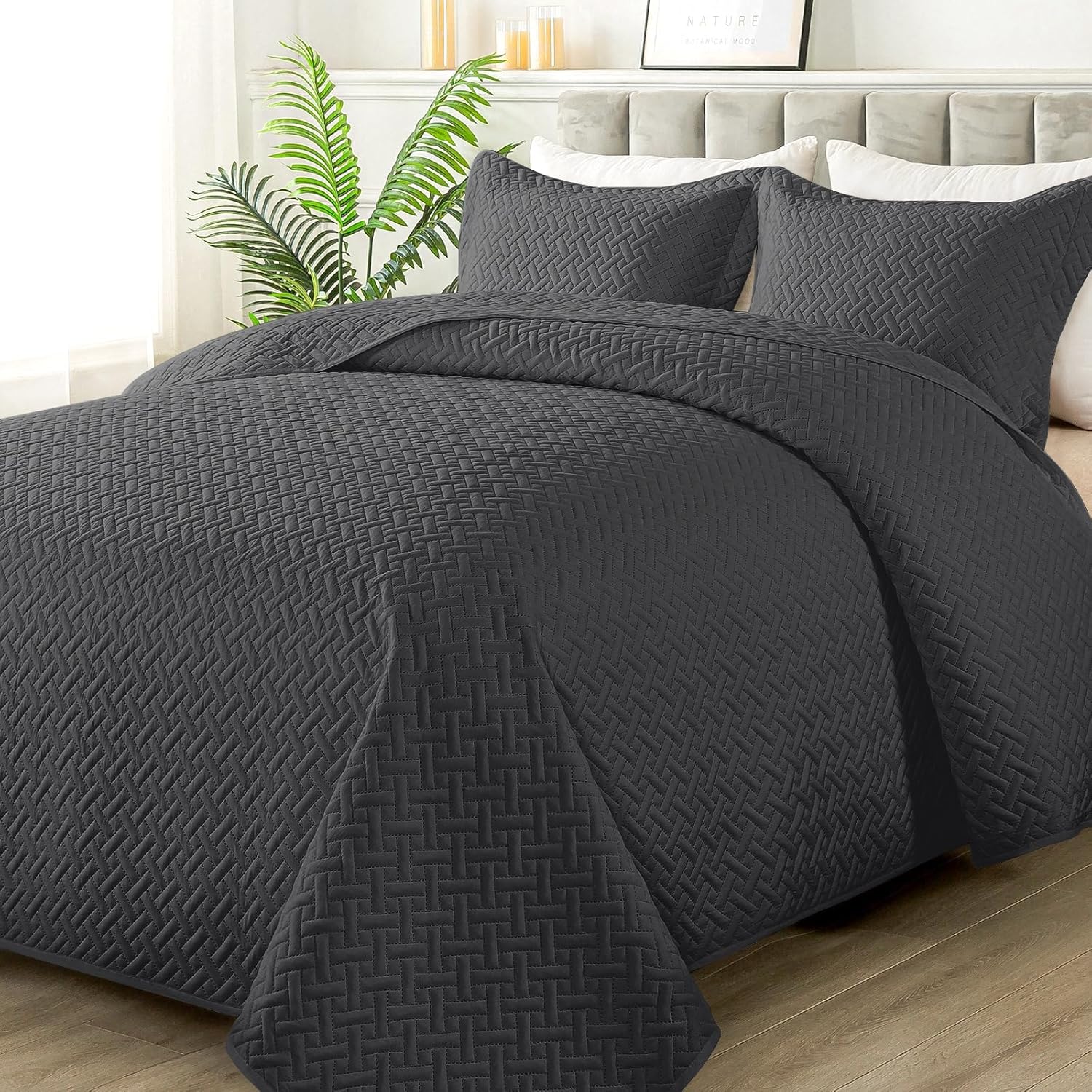 HYLEORY Quilt Set Full/Queen Size - Soft Lightweight Quilts Summer Quilted Bedsp...