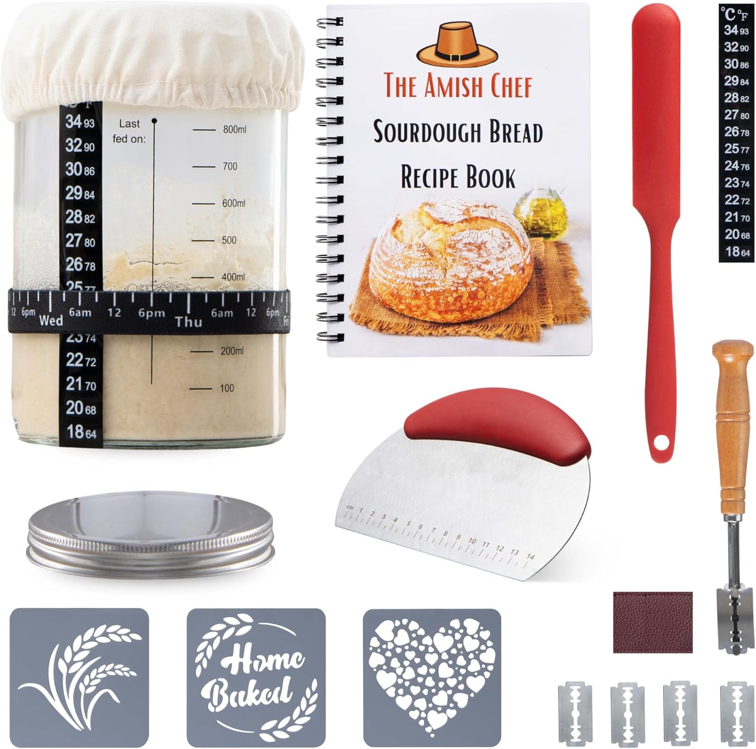 Complete Sourdough Bread Starter Kit, Glass Sourdough Starter Jar Kit & Tons of...