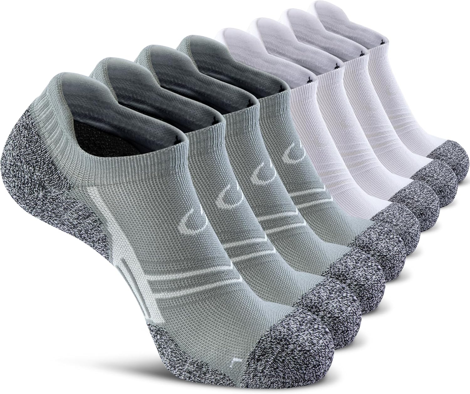 CWVLC No Show Sports Compression Socks for Men Women with Cushion (4/8 Pairs) La...