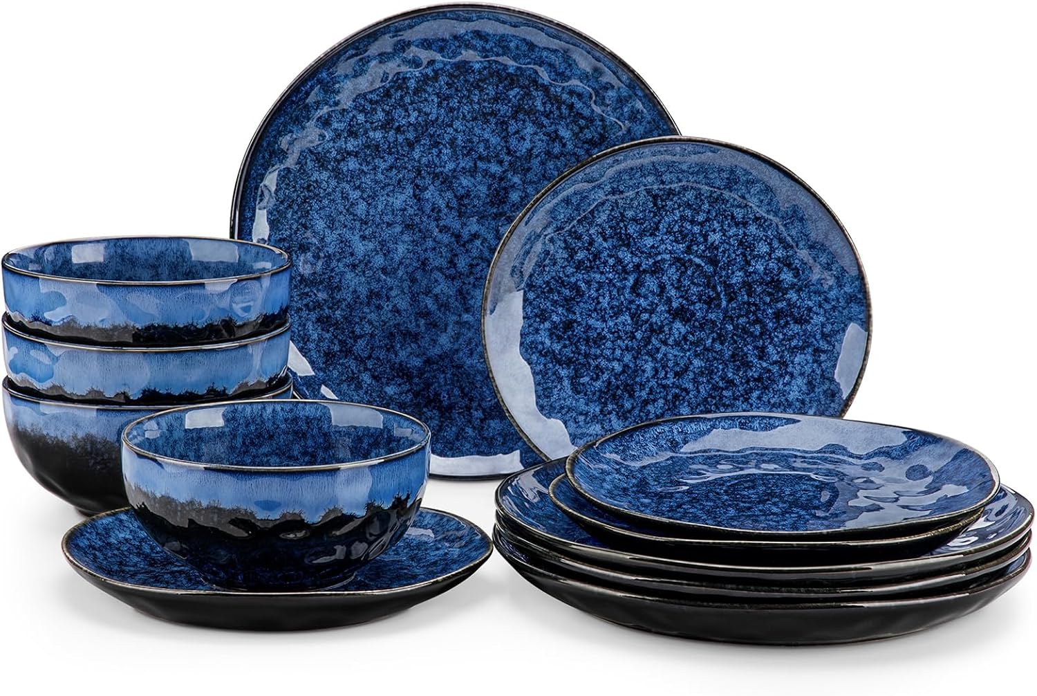 vancasso Starry 12 Pieces Dinnerware Set, Plates and Bowls Set for 4, Stoneware...