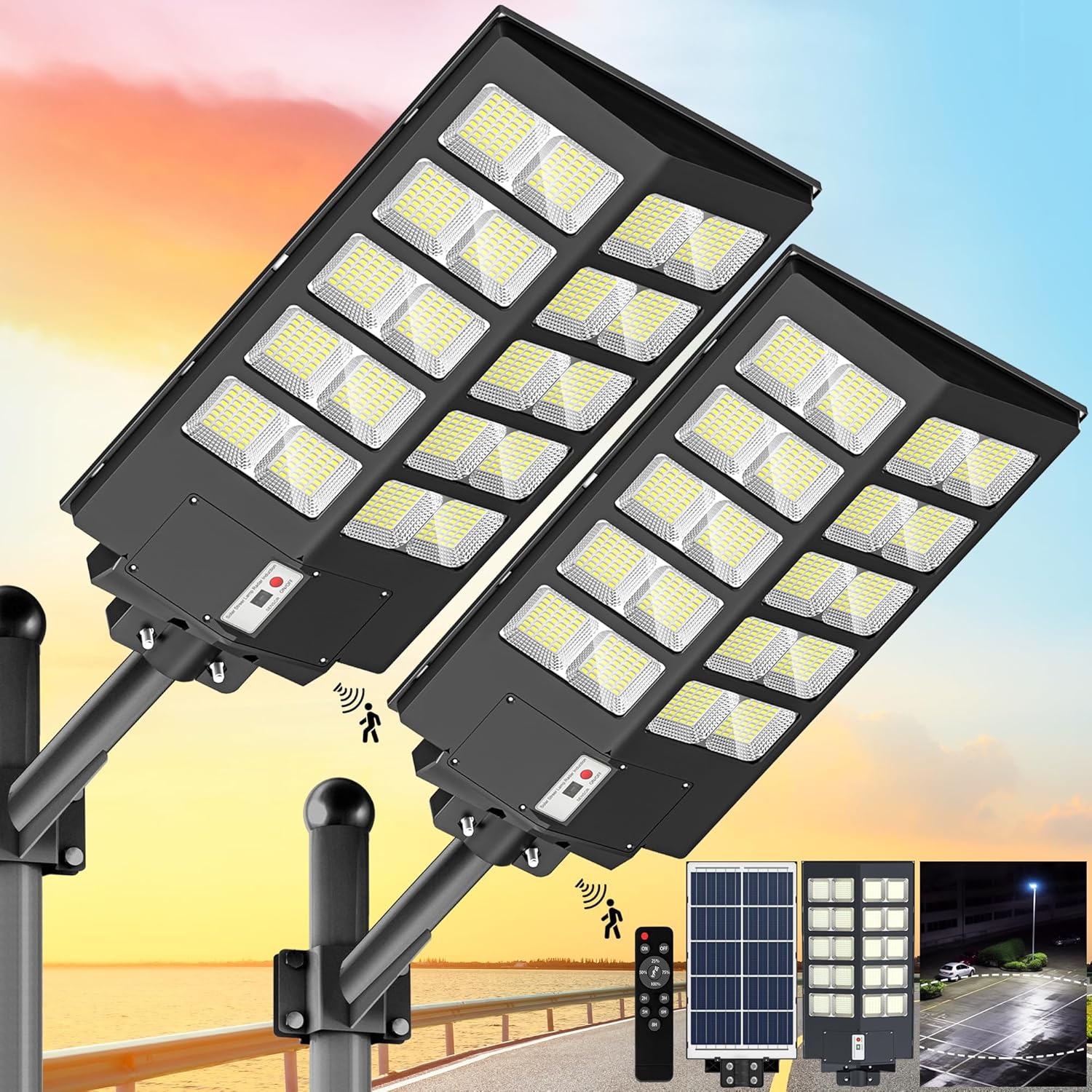 4200W Solar Street Lights 6500K Solar Street lamp Dusk to Dawn Solar Lights Outd...