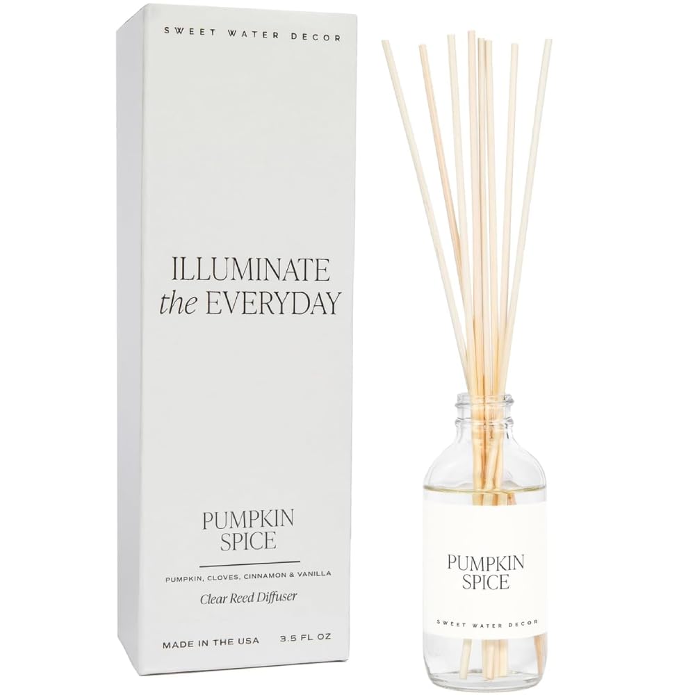 Sweet Water Decor Pumpkin Spice Reed Diffuser Set - Pumpkin, Cloves, Cinnamon, a...