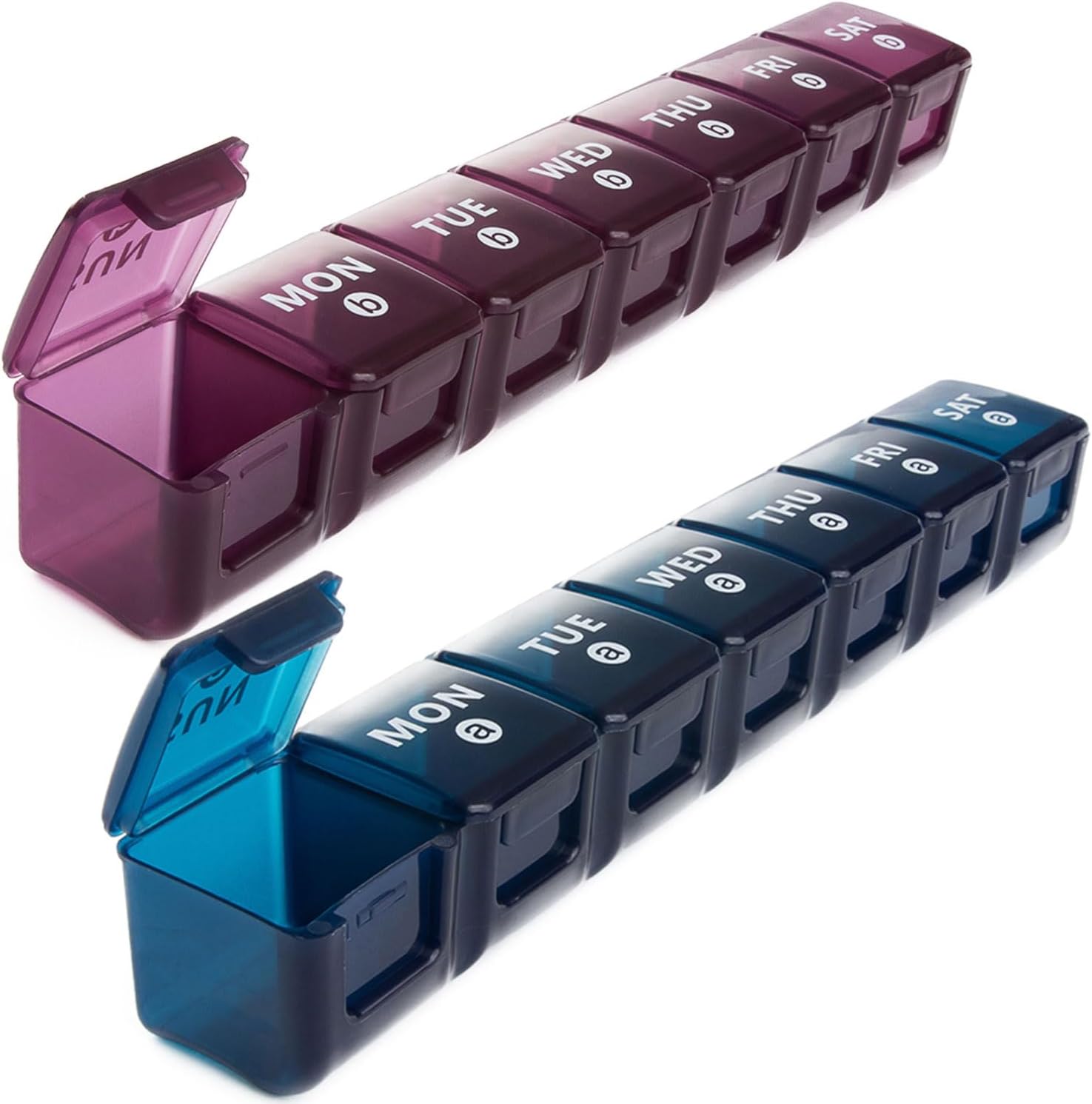 Large Pill Box Organiser, 2pack Weekly Travel Pill Organiser, Pill Boxes 7 Day 2...