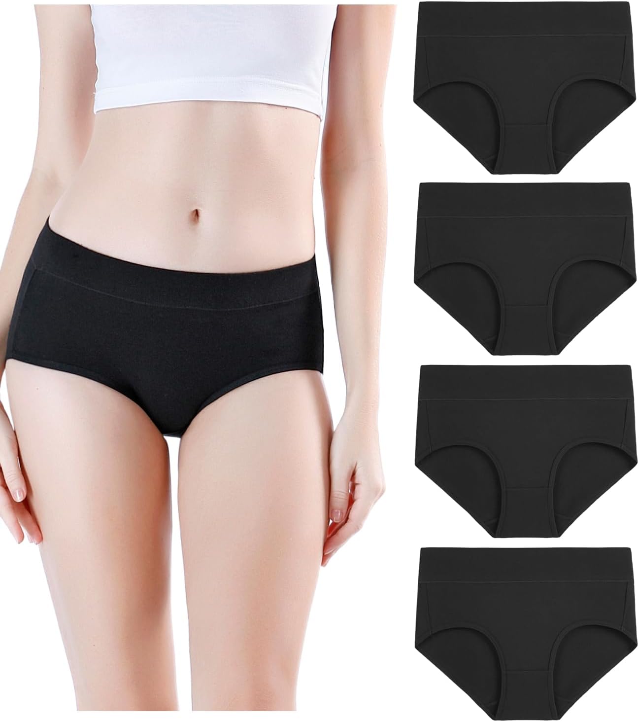 wirarpa Women's Underwear Cotton Mid Waisted Ladies Panties Full Coverage Briefs...
