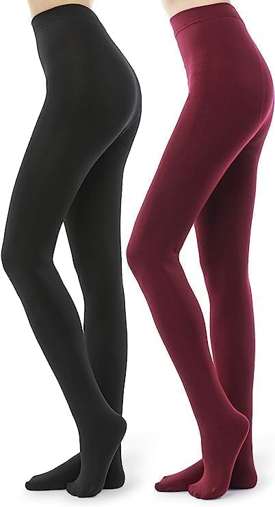 HA WA 2 Pair 120 Denier Women's Thermal Tights,Warm Fleece Lined Winter Thick Op...