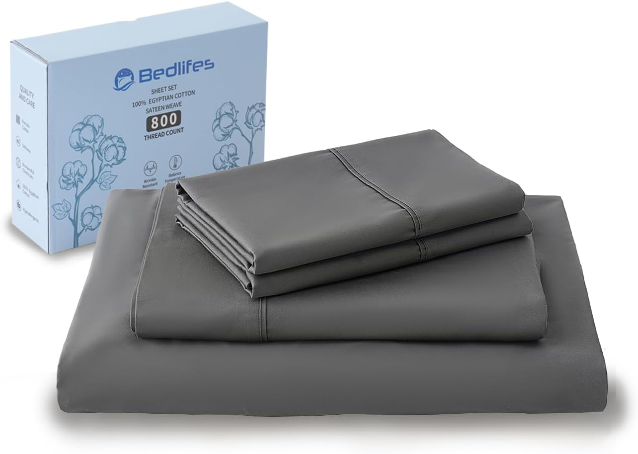 Bedlifes 800 Thread Count, Premium 100% Egyptian Cotton Sheets, Special Cooling...