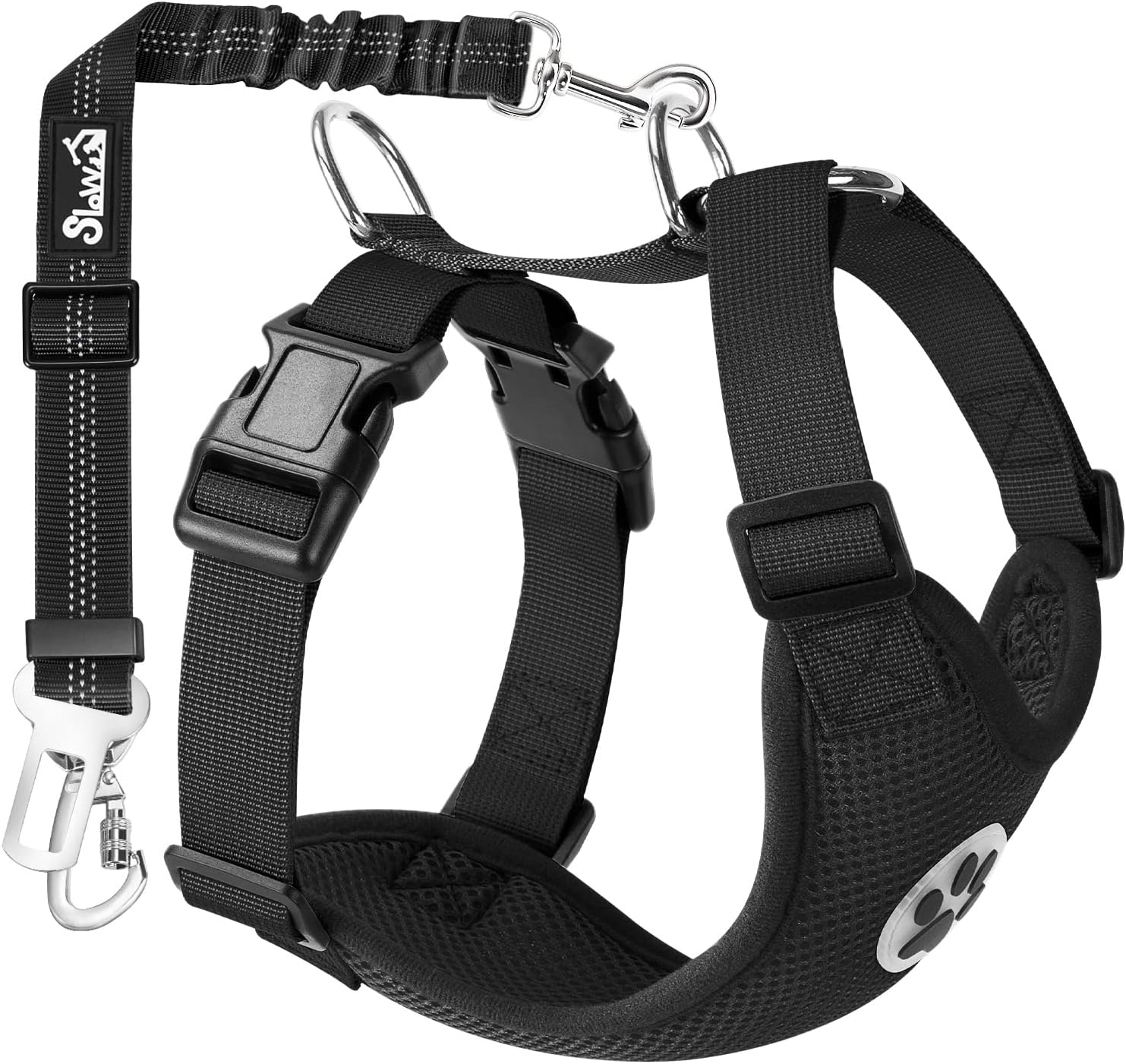 SlowTon Dog Seat Belt Harness for Car, Dog Car Harness Adjustable Mesh Breathabl...