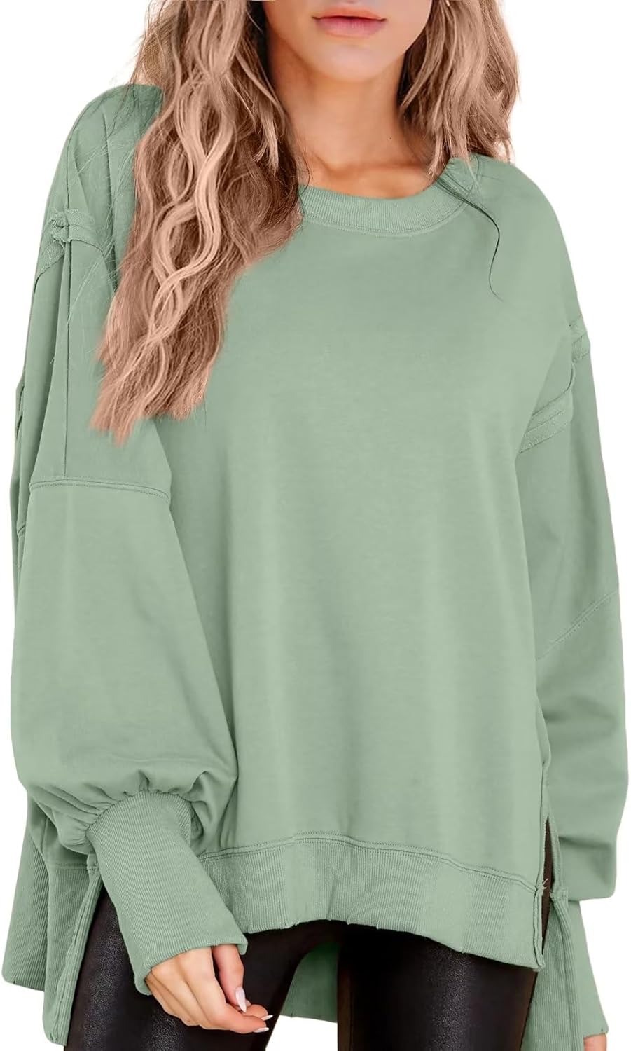 BWQ Womens Oversized Sweatshirt, Special Crewneck Long Sleeve Shirts, High-Quali...