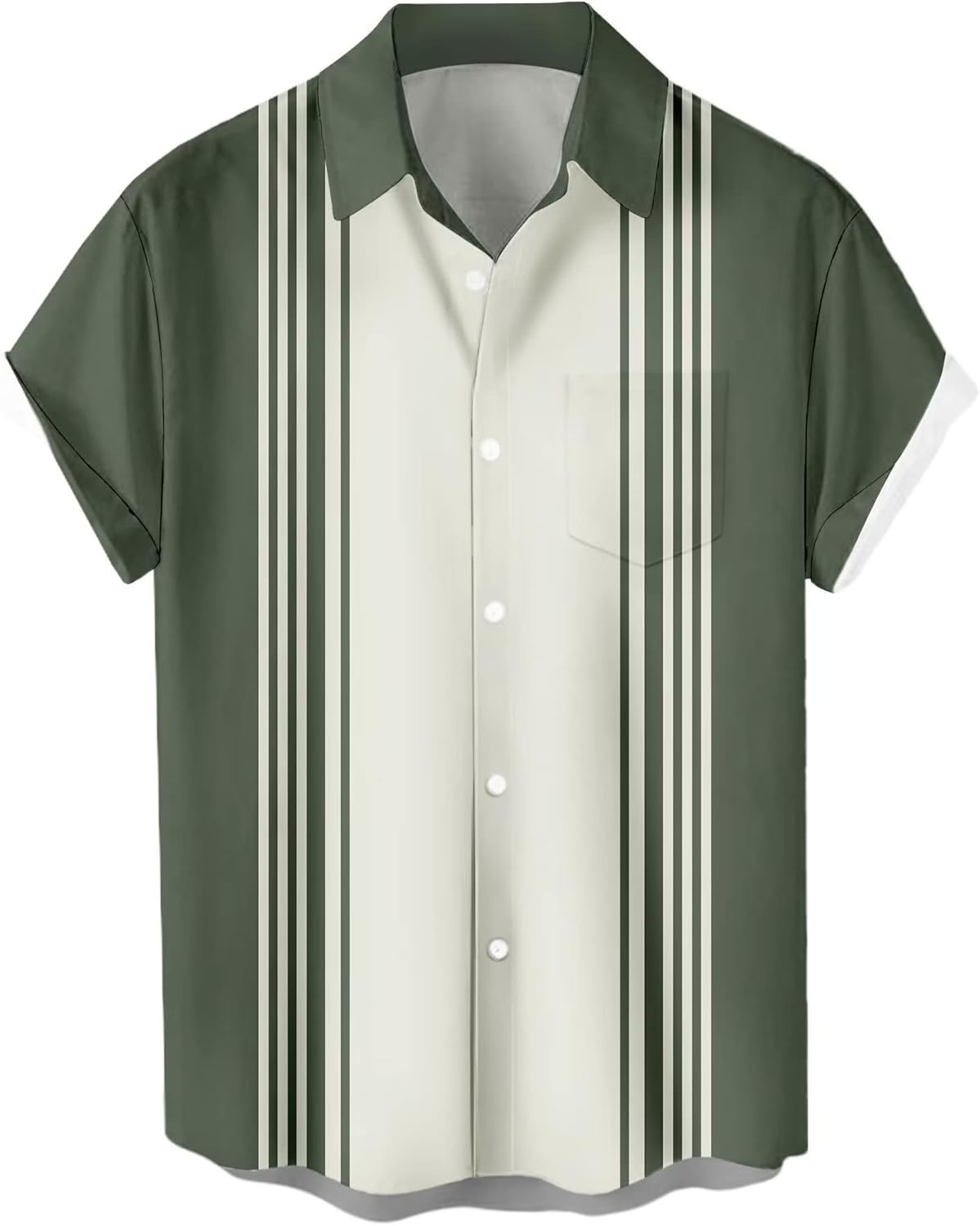 Men's Casual Vintage Bowling Shirts, Special 1950s Design with Short Sleeve Butt...
