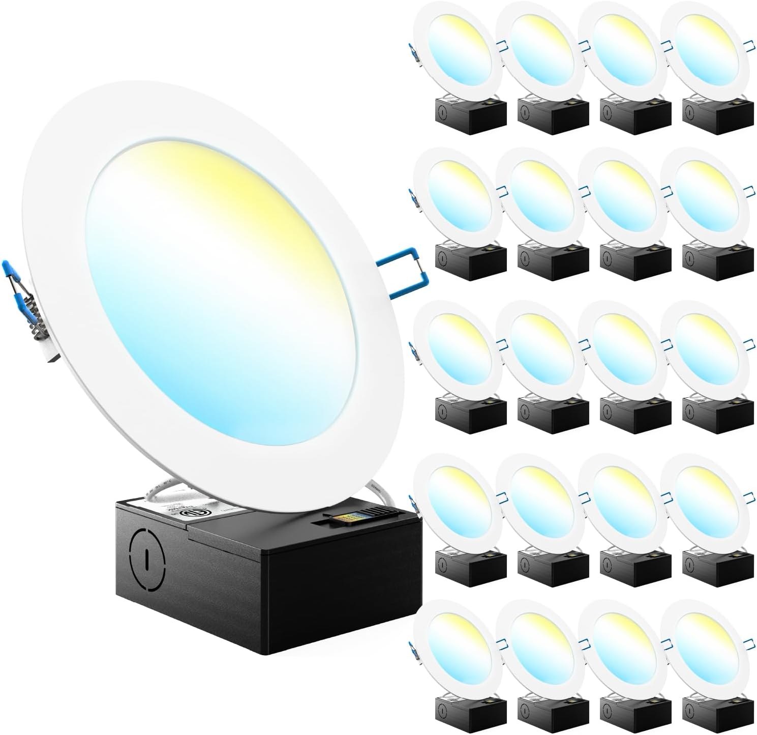 Sunco 20 Pack 6 Inch Ultra Thin LED Recessed Ceiling Lights Slim Selectable 2700...