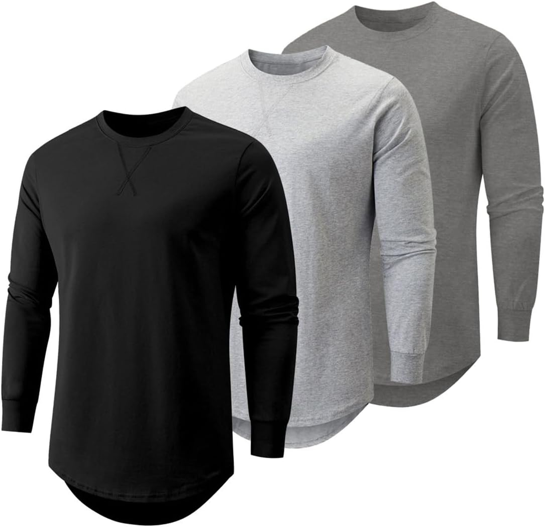 JMIERR Mens T-Shirt, Special Longline Crewneck Hip Hop T-Shirt, Innovative 3 Pac...