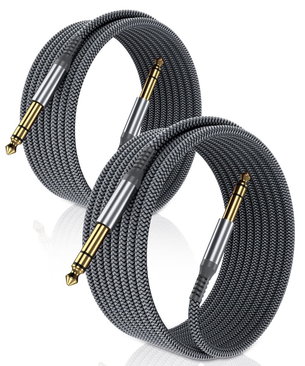 Special Elebase 1/4 Inch TRS Instrument Cable 6M 2-Pack, High-Quality 6.35mm Mal...
