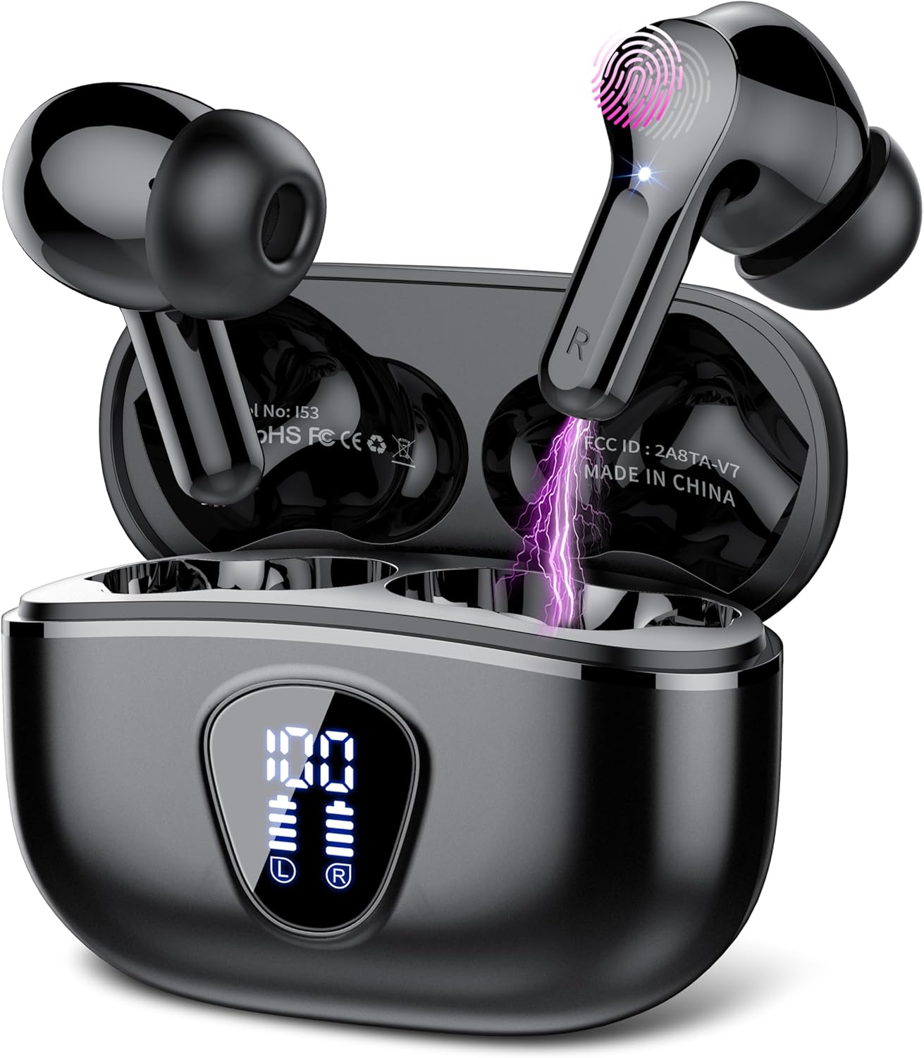 Wireless Earbuds, Bluetooth 5.3 Headphones with 4 ENC Noise Cancelling Mic, Blue...