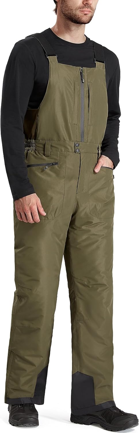 FREE SOLDIER Men's Insulated Waterproof Snow Bibs Ski Overalls Large/32" Inseam...