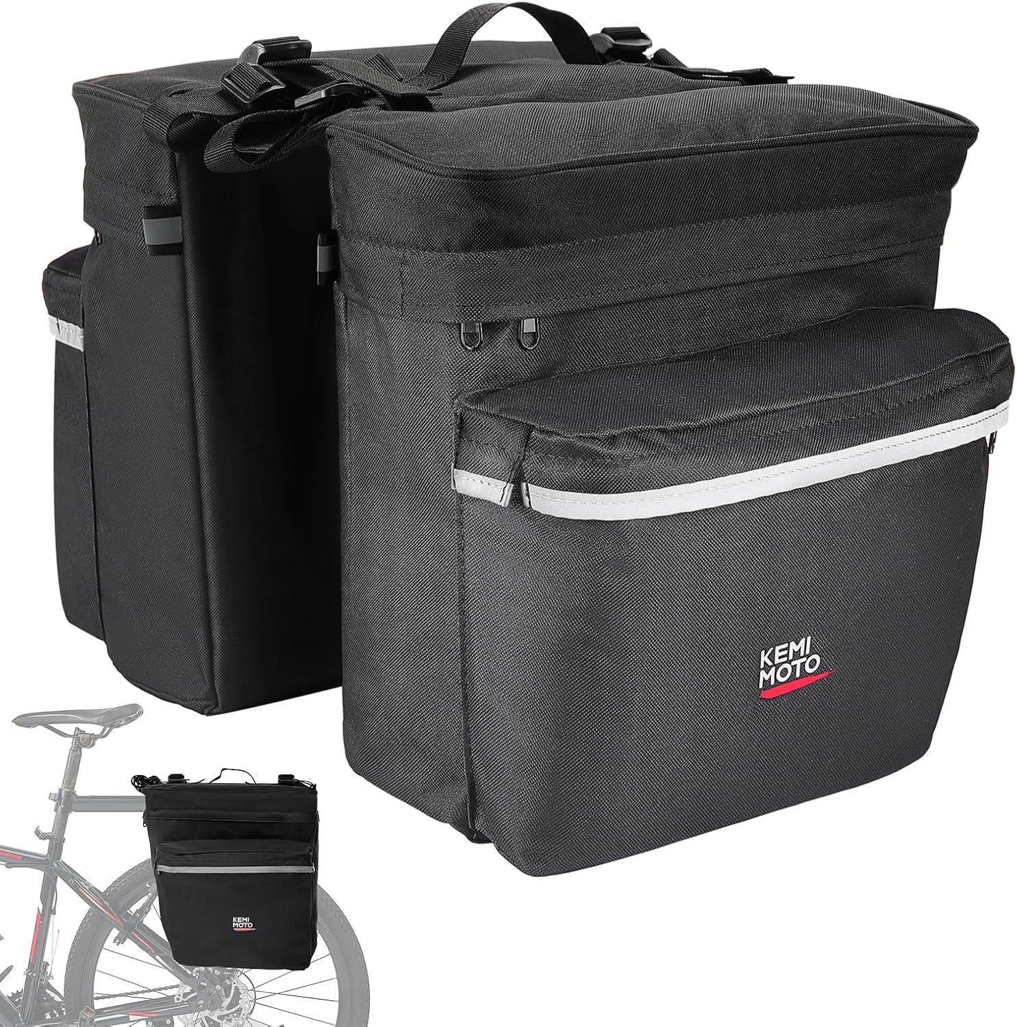 KEMIMOTO Bike Bag Accessories Panniers for Bicycle Rear Rack Bag Upgraded 34L Ca...