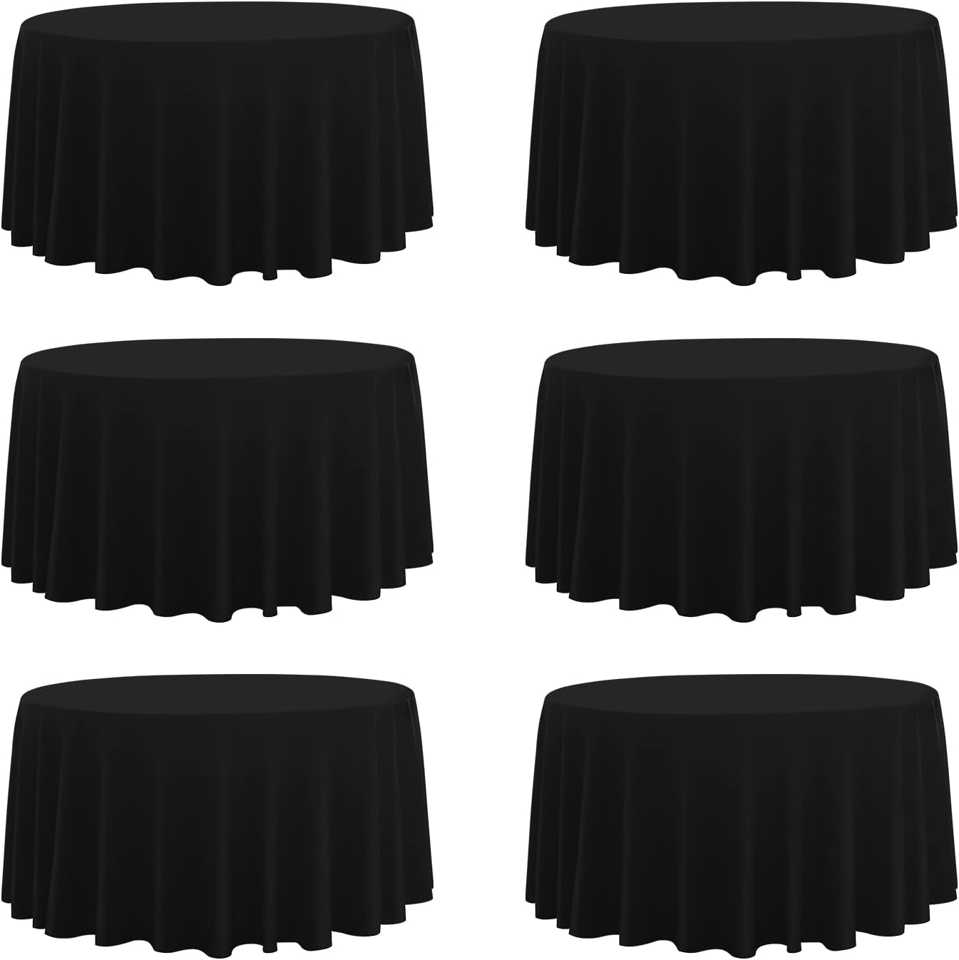 Round Tablecloth,6 Pack 120inch Stain and Wrinkle Resistant Polyester Table Clot...