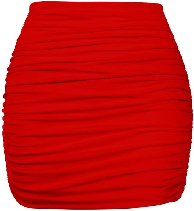 YMDUCH Women's Sexy Club Skirt, Special High Waist Solid Tight Ruched Bodycon Sk...